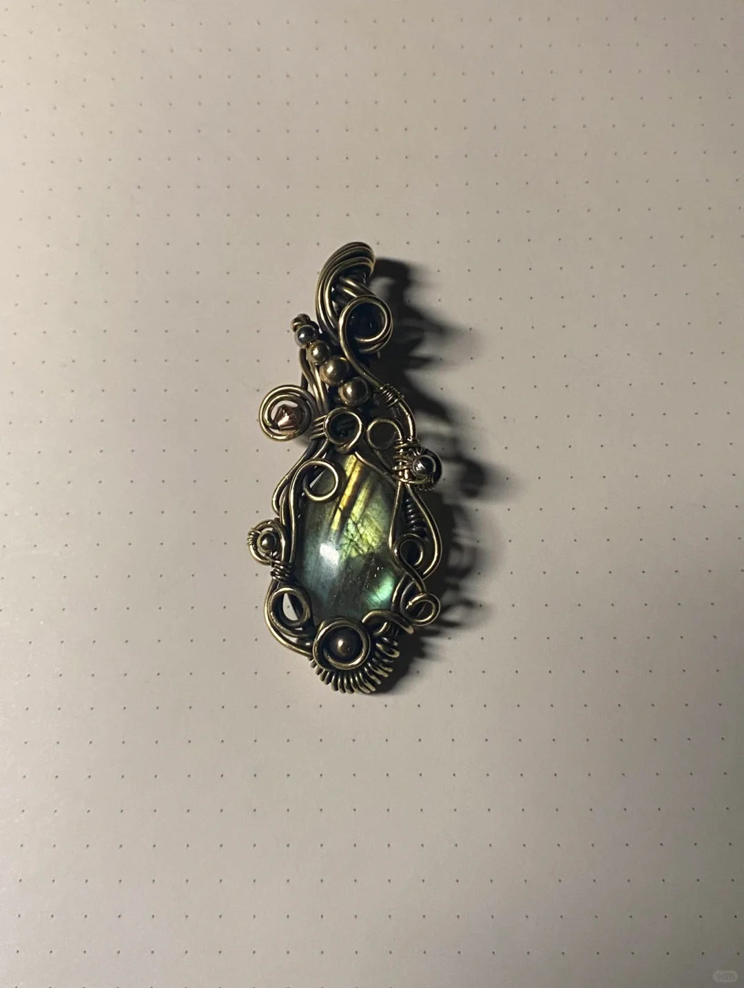 Day 5 Labradorite Pendant wires woven