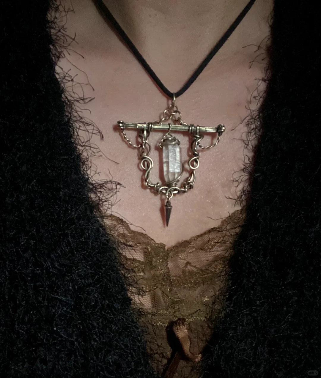 Day 9 Herkimer Diamond macrame pendant