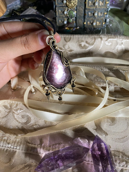 Day 11 Lepidolite Macrame pendant