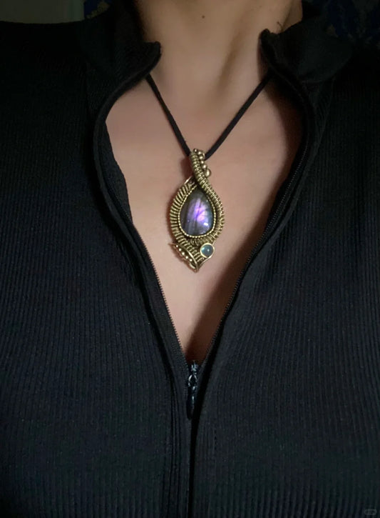 Day 27 Purple Labradorite wire woven Pendant