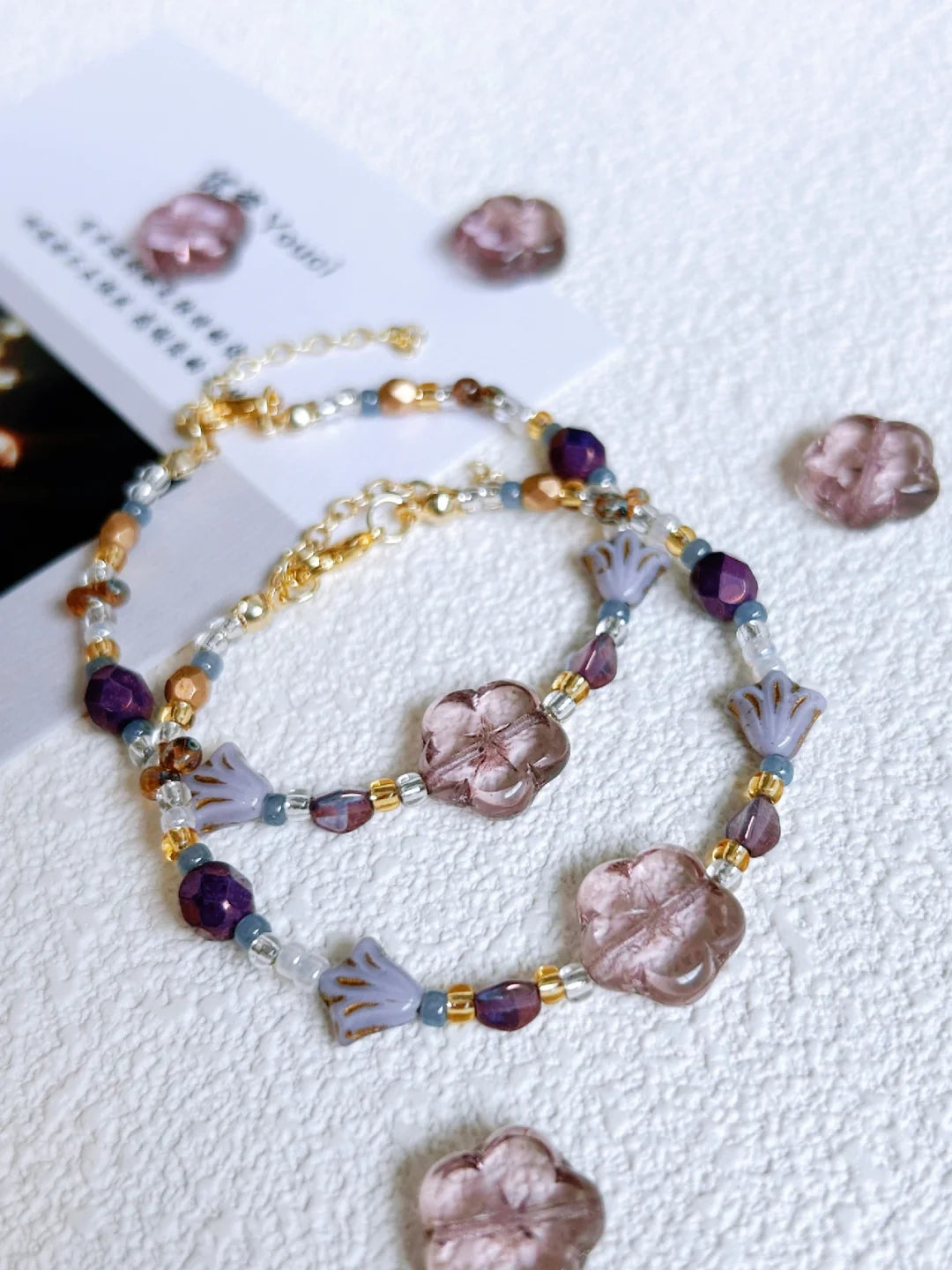 Purple Floral Glaze Bracelet