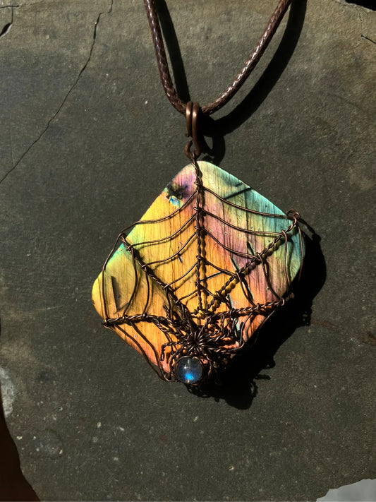 Spider net Labradorite wrapping Pendant