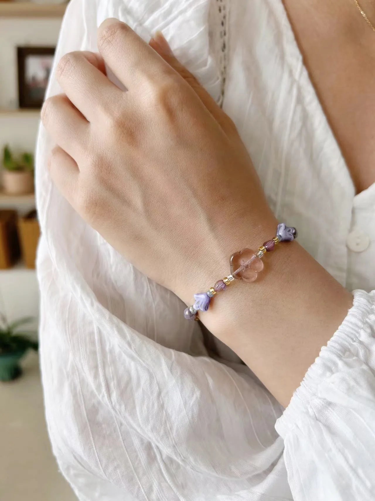 Purple Floral Glaze Bracelet