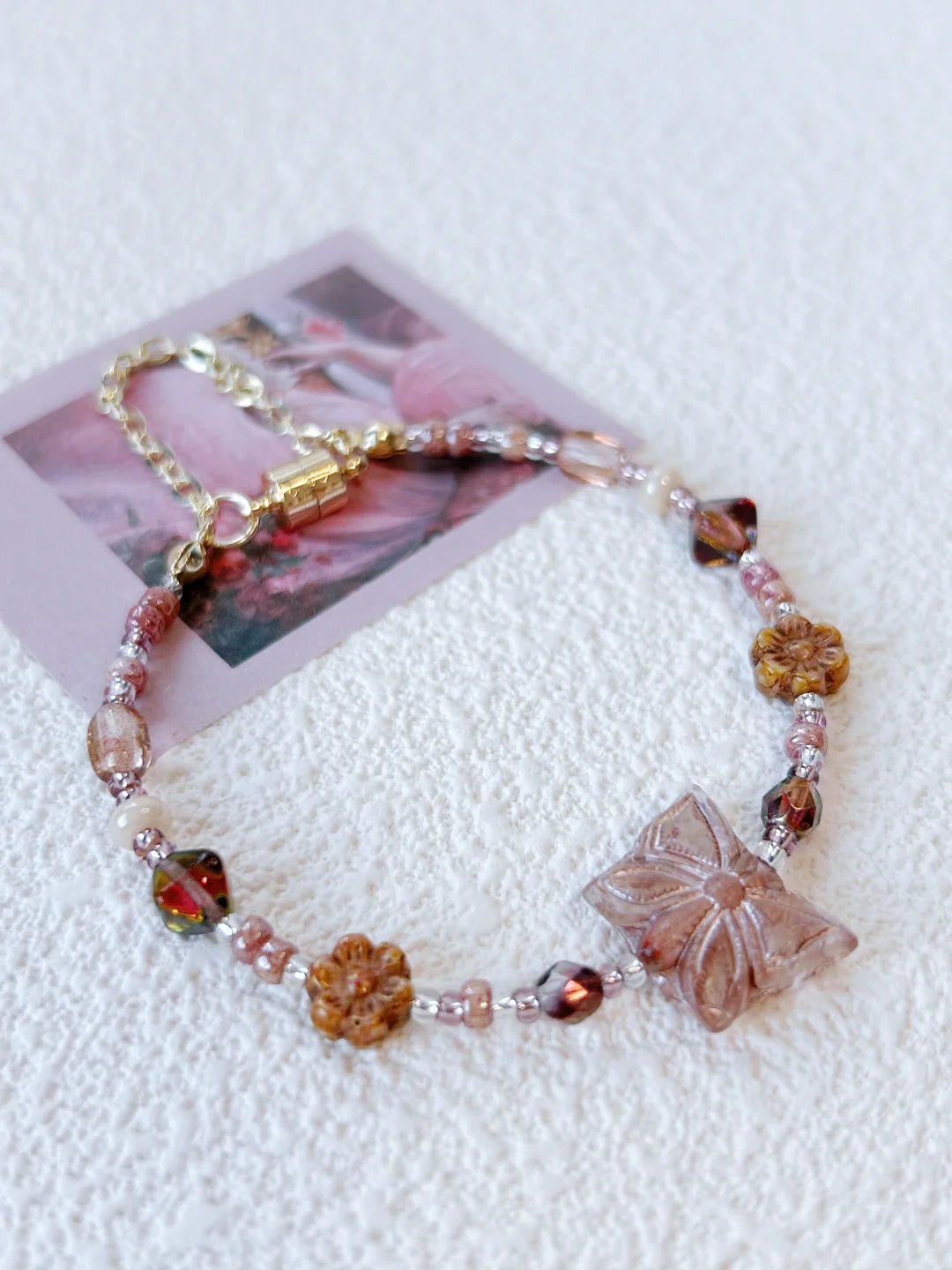 Pink Butterfly Glaze Bracelet