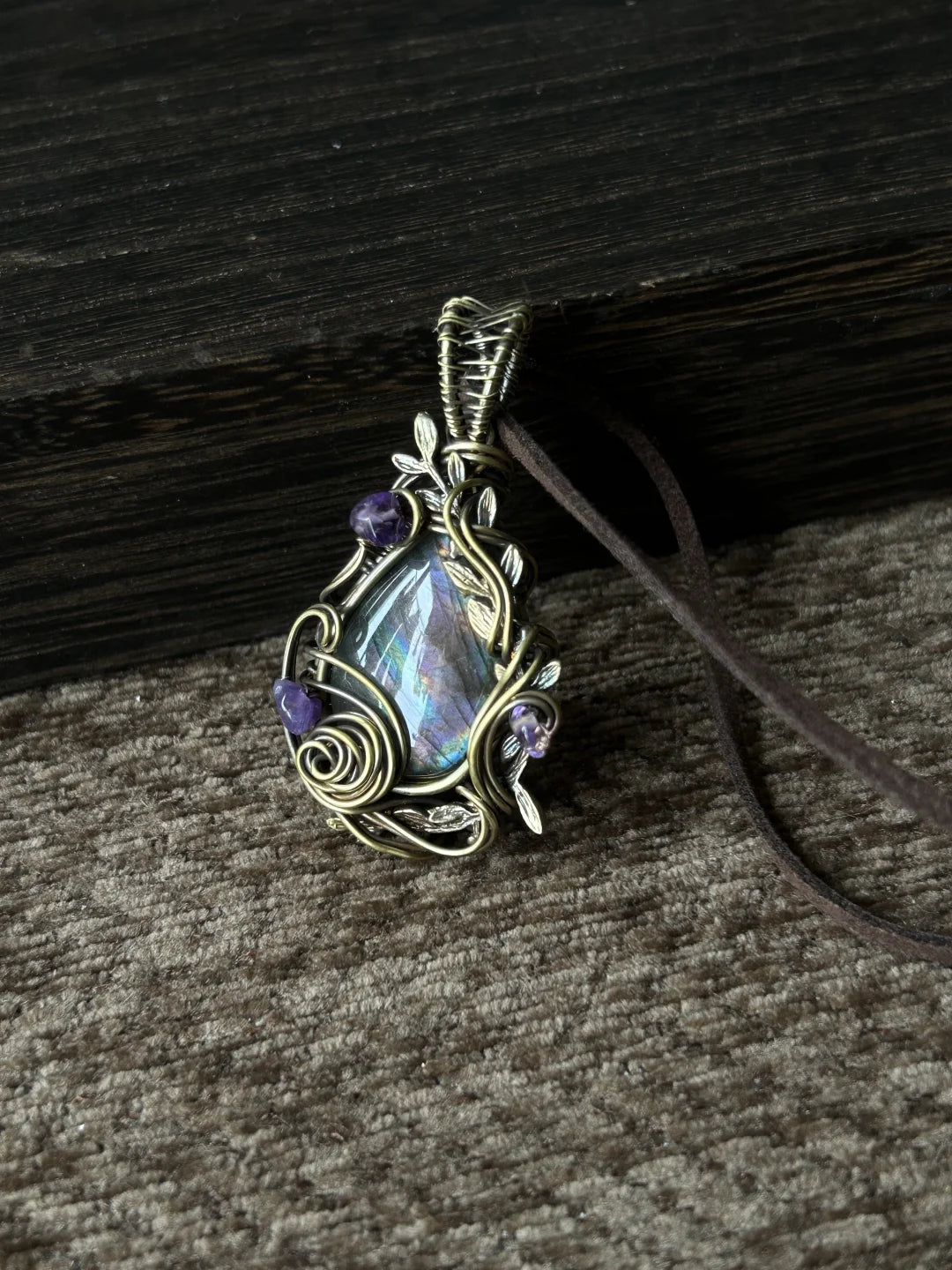 Labradorite Pendant Copper Wire Wrapping