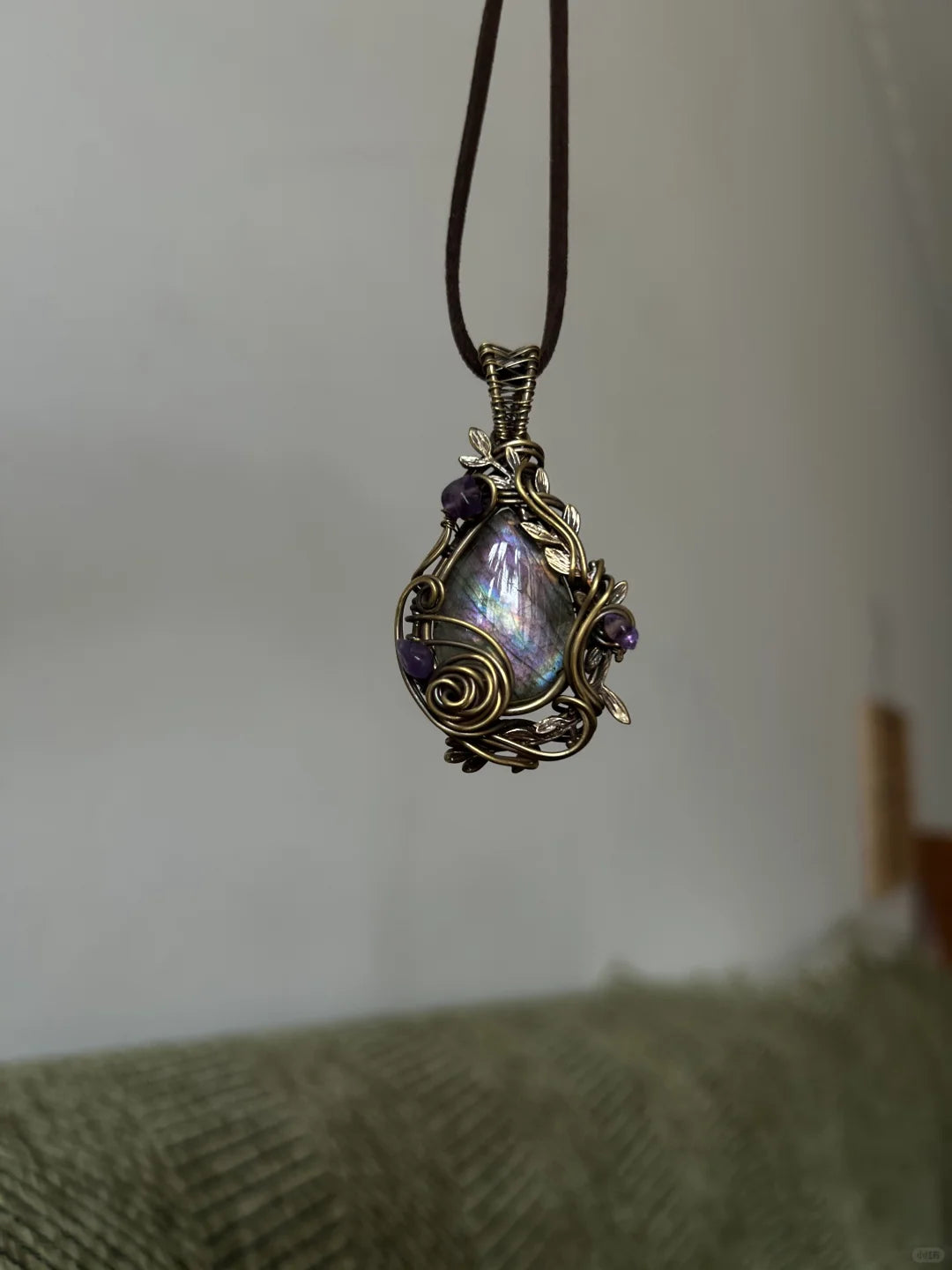 Labradorite Pendant Copper Wire Wrapping