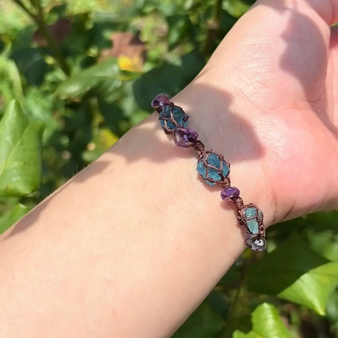 Macrame Braided Aquamarine Bracelet