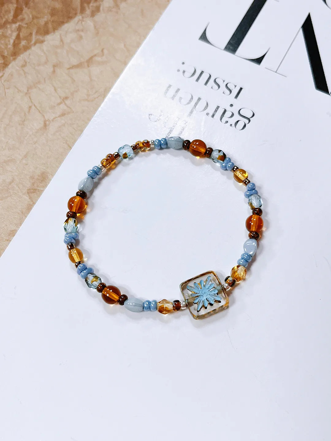 Blue Starburst Pattern Glaze Bracelet