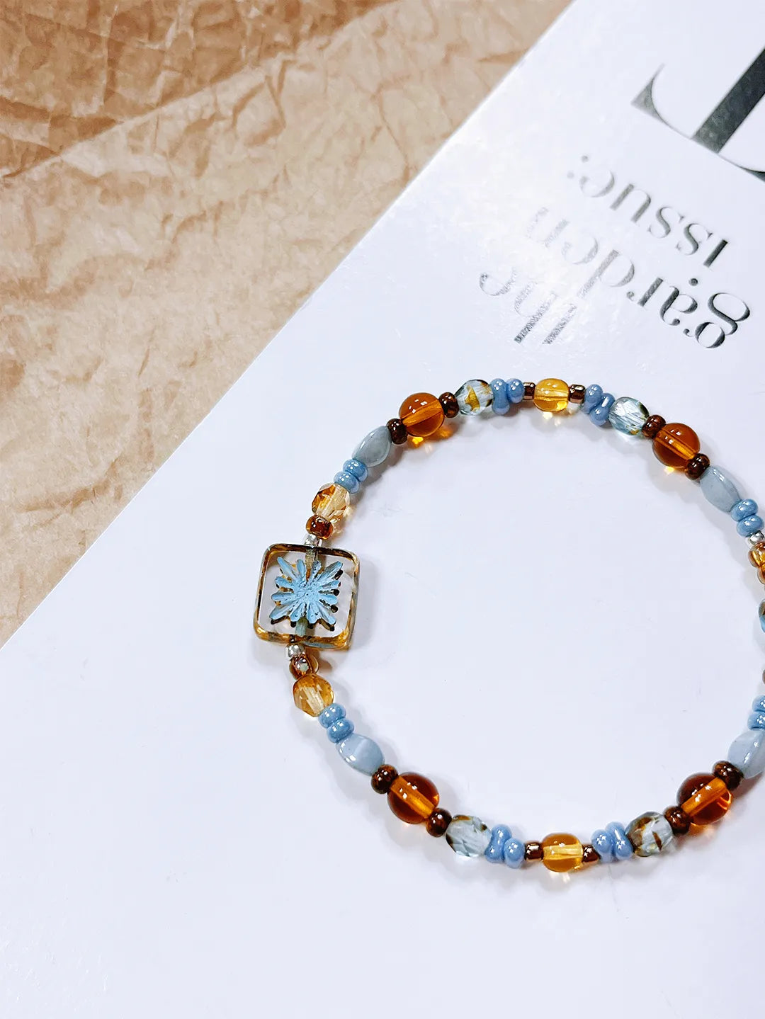 Blue Starburst Pattern Glaze Bracelet