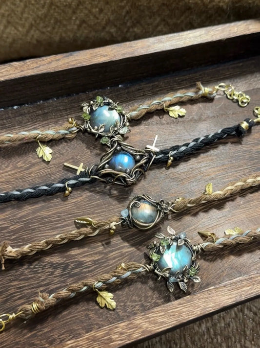 Forest vibe Labradorite Macrame Bracelets