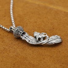 Load image into Gallery viewer, Silver Lion And feather pendant
