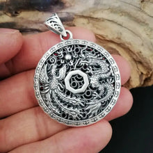 Load image into Gallery viewer, Silver Dragon and Phoenix Pendant
