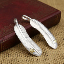 Load image into Gallery viewer, Silver Stars Feather Pendant
