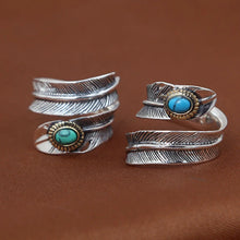 Load image into Gallery viewer, Sterling Silver Opening Ring Feathers Style
