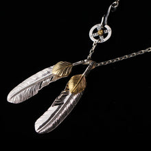 Load image into Gallery viewer, Silver Vintage Indians Feather Pendant
