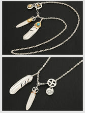 Load image into Gallery viewer, Sterling Silver Feather Charm Vintage Long Chain
