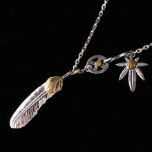 Load image into Gallery viewer, Sterling Silver Feather Charm Silver Maple Leaf Chain
