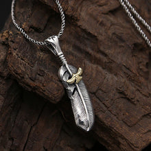 Load image into Gallery viewer, silver retro eagle feather pendant
