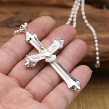 Load image into Gallery viewer, Plain Silver Feather Cross Flying Eagle Pendant
