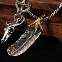 Load image into Gallery viewer, S925 Sterling Silver Vintage Feather Bull Head Necklace
