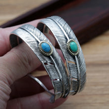 Load image into Gallery viewer, Sterling Silver Feather Bangle Cuff
