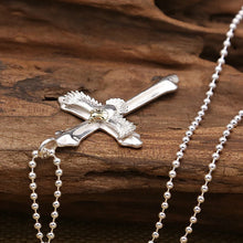 Load image into Gallery viewer, Plain Silver Feather Cross Flying Eagle Pendant
