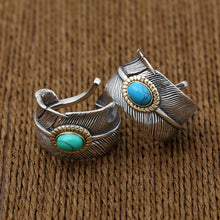 Load image into Gallery viewer, Silver Feathers turquois Ring
