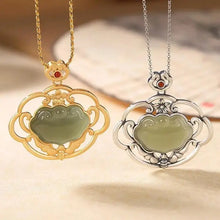 Load image into Gallery viewer, Original S925 Sterling Silver Gold Hetian Jade Ruyi Ladies&#39; Pendant Antique and Ethnic Style Classical Hollow Necklace Pendant
