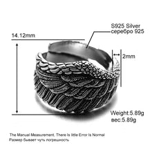 Load image into Gallery viewer, Silver Wing Rings Feather Opening Ring
