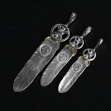 Load image into Gallery viewer, Handmade Small Golden Shell Silver Feather Pendant

