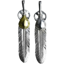 Load image into Gallery viewer, Handmade Small Golden Shell Silver Feather Pendant
