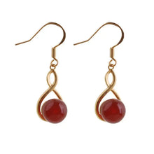 Load image into Gallery viewer, Ancient Gold S925 Sterling Silver Red Agate Water Drop Earrings Court Heart-Shaped Eardrops Inlaid Colored Gems Chalcedony
