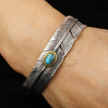 Load image into Gallery viewer, Sterling Silver Feather Bangle Cuff
