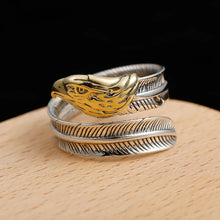 Load image into Gallery viewer, Silver Vintage Eagle Feather Ring
