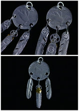 Load image into Gallery viewer, Silver Jewelry Handcrafted Chieftain Portrait Three Feather Pendant
