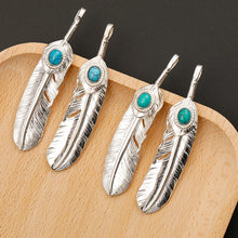 Load image into Gallery viewer, Silver Feather Turquoise Charms Pendant
