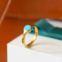 Load image into Gallery viewer, S925 Sterling Silver Turquoise Ring Cute and Compact Fresh and Exquisite Natural Hetian Jade round Ring Women&#39;s Jewelry
