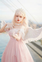 Load image into Gallery viewer, Lolita Princess OP Dress Women Elegant Sweet Rose Lace Pearl Chain Pink
