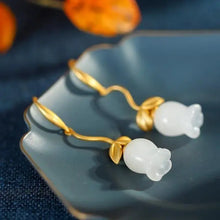 Load image into Gallery viewer, Hetian Jade S925 Sterling Silver Magnolia Eardrops Fresh and Retro Creative Flower Simple Elegant Earrings Jewelry Women

