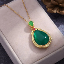 Load image into Gallery viewer, Bamboo Joint Jasper Water Drop Sterling Silver Pendant Necklace Female Hetian Jade Fashion Atmospheric Pendant for Girlfriend
