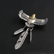 Load image into Gallery viewer, Silver Vintage Eagle and Feather Pendant
