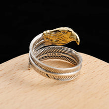 Load image into Gallery viewer, Silver Vintage Eagle Feather Ring
