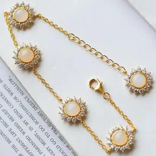 Load image into Gallery viewer, &quot;Daisy&quot; Hetian Jade Daisy Bracelet S925 Sterling Silver Gold Mosaic Jade Bracelet Fashion Elegant Female Accessories
