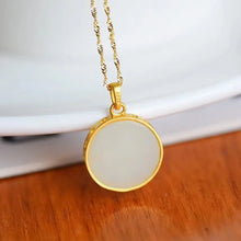 Load image into Gallery viewer, S925 Sterling Silver Inlaid Natural Hetian Jade White Jade round Brand Apollo Pendant Fashion Popular All-Match Vintage Ornament
