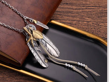 Load image into Gallery viewer, S925 sterling silver jewelry turquoise feather silver necklace
