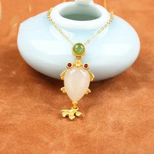 Load image into Gallery viewer, Natural Hetian Jade S925 Sterling Silver Small Goldfish Jade Pendant Women&#39;s Jasper White Jade Fashion Popular Necklace Clavicle
