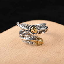 Load image into Gallery viewer, Sterling Silver Jewelry Feather Rings Opening Wide
