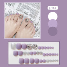 Load image into Gallery viewer, False Glitter ToeNails Purple Color Summer Full Diamond Nail Stickers Detachable Press On Fake Toe nails Manicure Feet Nail Tips
