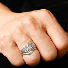 Load image into Gallery viewer, Silver Wing Rings Feather Opening Ring
