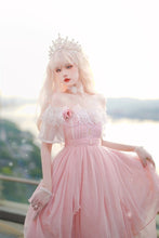 Load image into Gallery viewer, Lolita Princess OP Dress Women Elegant Sweet Rose Lace Pearl Chain Pink
